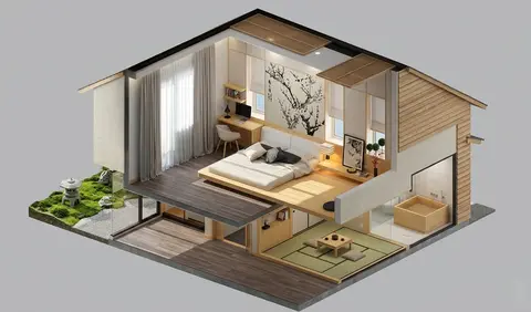 Isometric 3D Floor Plan House Rendering