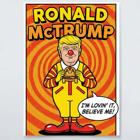 Trump as Ronald McDonald Parody Art