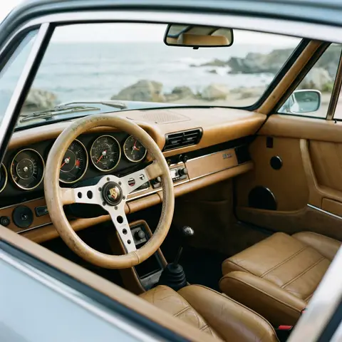 Vintage Porsche Interior Dashboard Detail