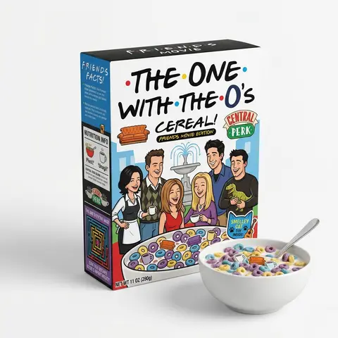 TV Show Themed Cereal Box 3D Packaging Product Render