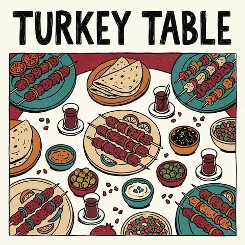 Istanbul Table Turkish Food Editorial Illustration