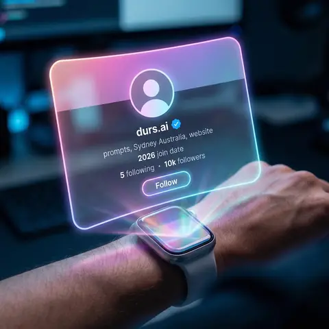 Futuristic Holographic Social Media Profile UI