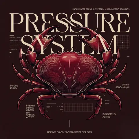 Pressure System Crab Editorial Graphic Poster
