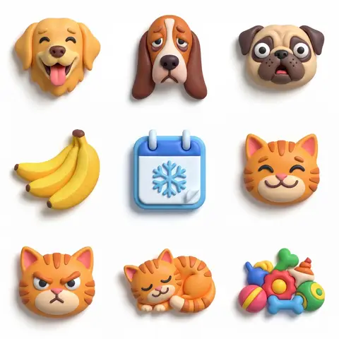Tactile 3D Icon Grid Collection