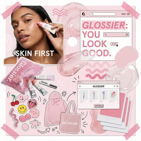 Glossier Brand Identity Moodboard Collage