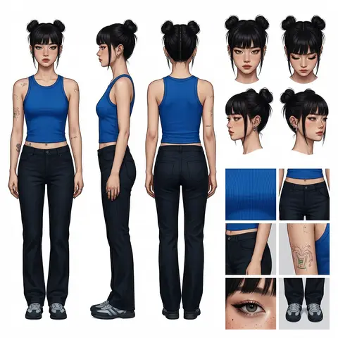Professional Character Design Turnaround Sheet