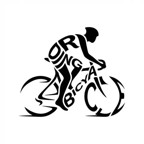 Typographic Bicycle Rider Illustration