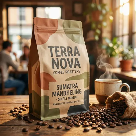 Premium Coffee Bag Rustic Café Branding Product Shot