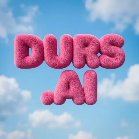 Fluffy Pink Plush 3D Text Blue Sky Cartoon Typography Render