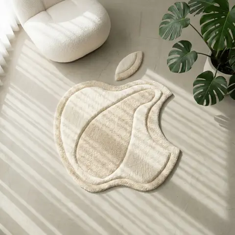 Apple Logo Tufted Rug Studio Mockup